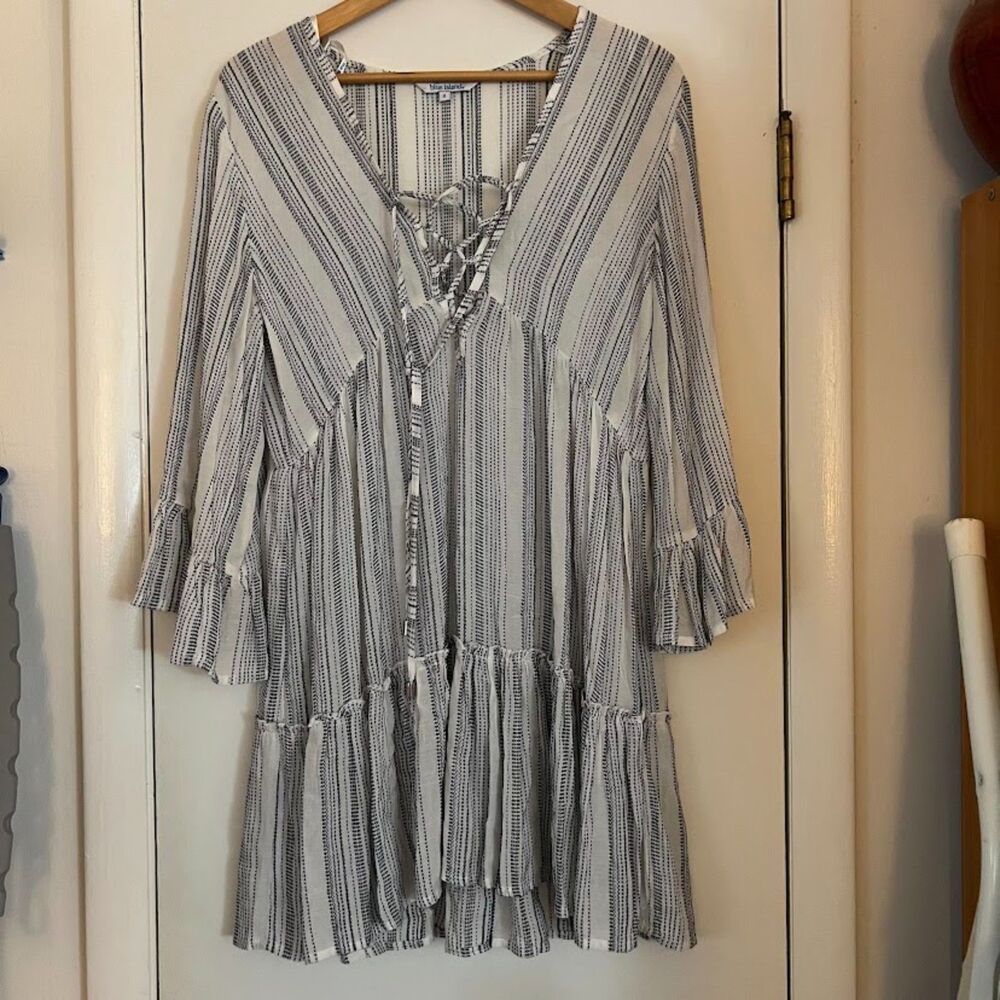 Blue Island Beach Summer Mini Dress, Size S